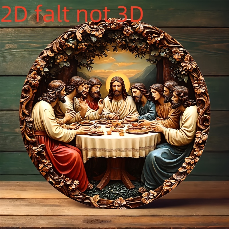 Home Decor Jesus - Runde Aluminium-Wandkunst, Das Letzte Abendmahl mit