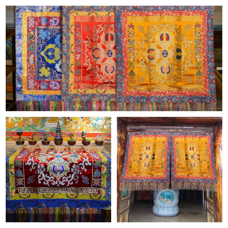 Home Decor Curtain - Handgefertigte Stickerei-Tischdecken für Tempel, Buddhistische Hallen,