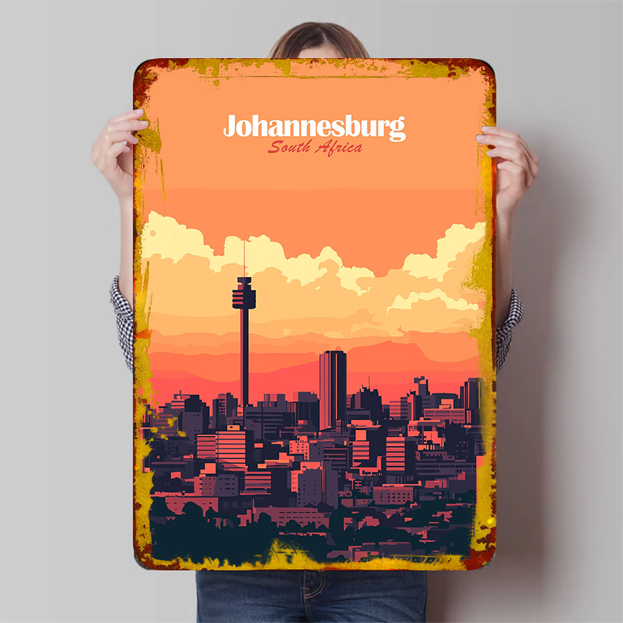 Home Decor Johannesburg - Johannesburg Südafrika City Skyline Metallwandkunst, dekoratives