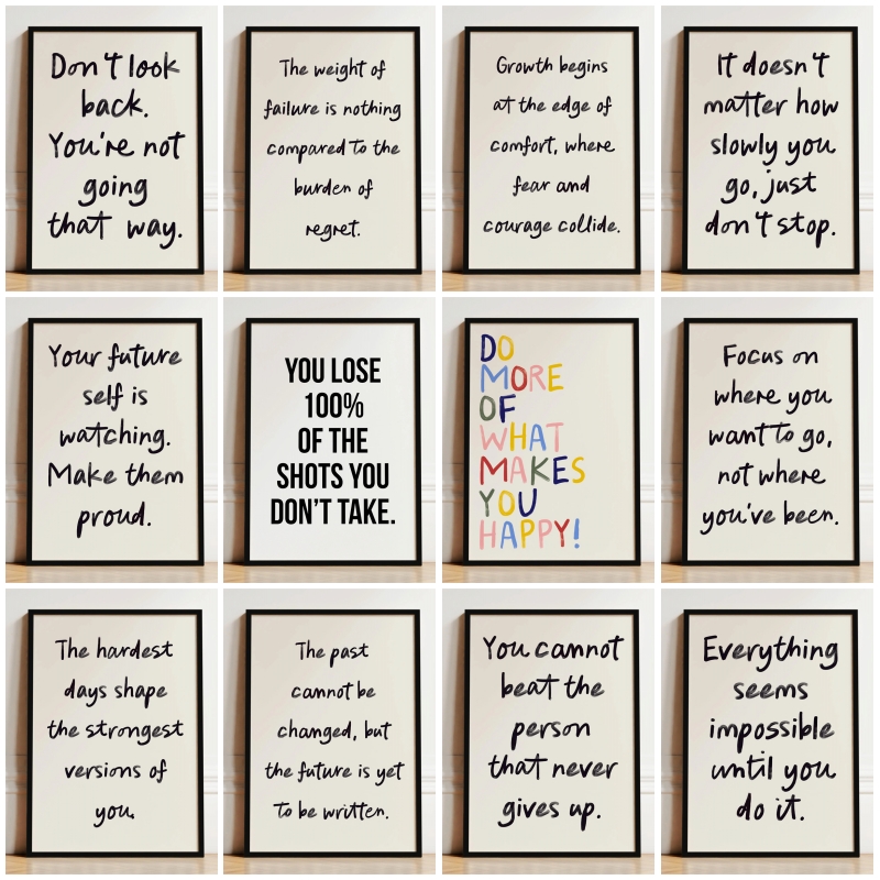 Home Decor Quotes - Motivationszitat-Poster, Mindset-Drucke, inspirierende Wandkunst, Affirmations-Leinwandgemälde für