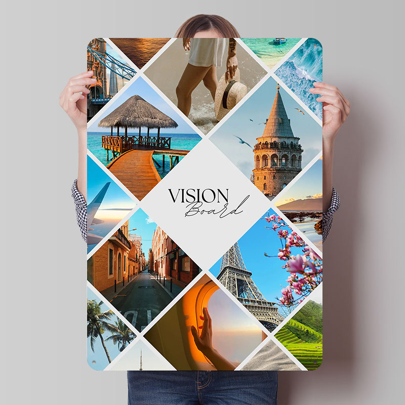 Home Decor Vision Board - Reise-Vision-Board Collage Gedrucktes Poster Individualisierte Retro