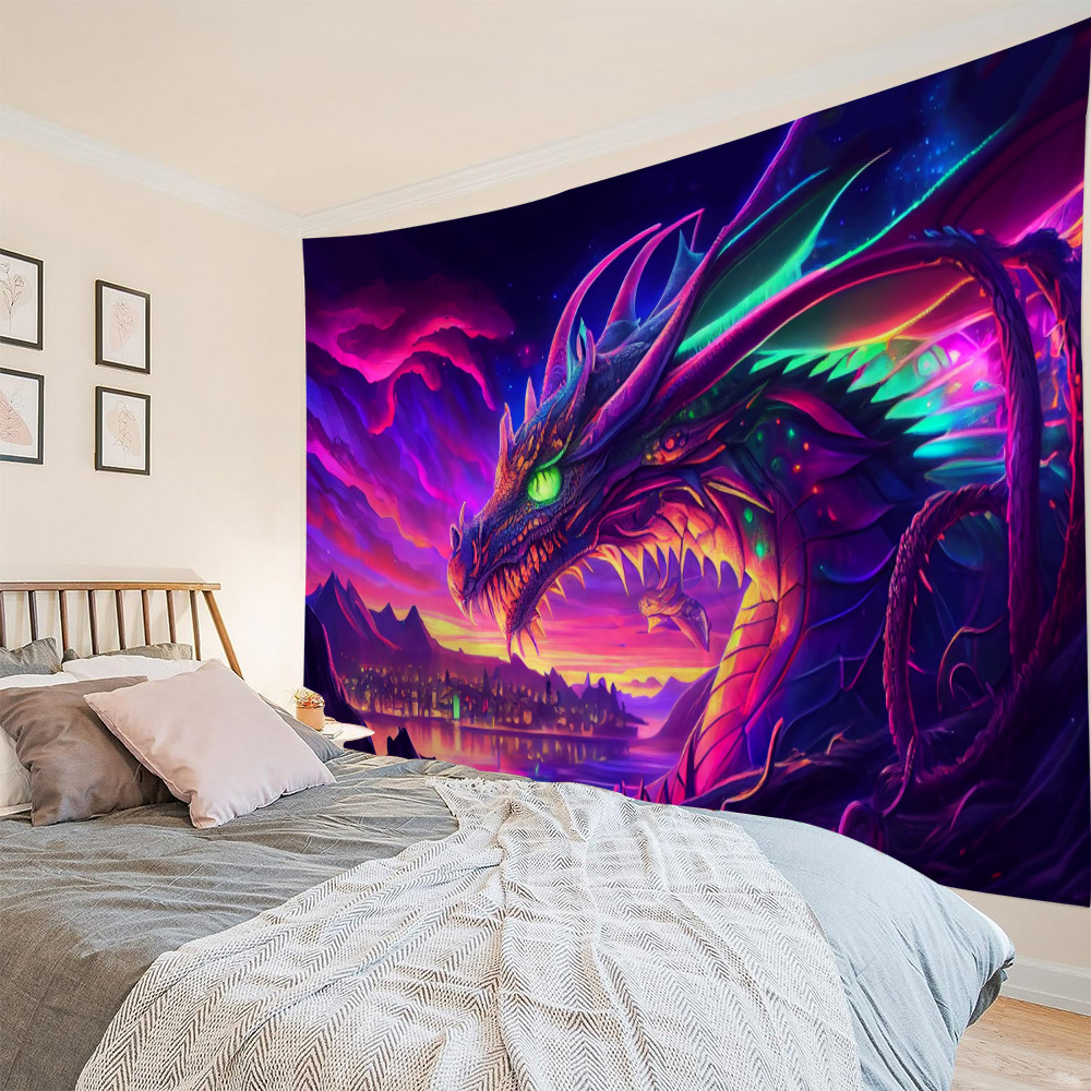 Home Decor Hippie - Traumhafter Dinosaurier-Sternenhimmel-Wandteppich, Hippie-Anime-Heimparty-Hintergrundtuch, Poster, Kinderzimmerdekoration