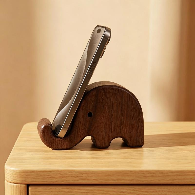 Home Decor Organizer - Einfacher Handyhalter aus massivem Schwarznussholz, Visitenkartenständer,