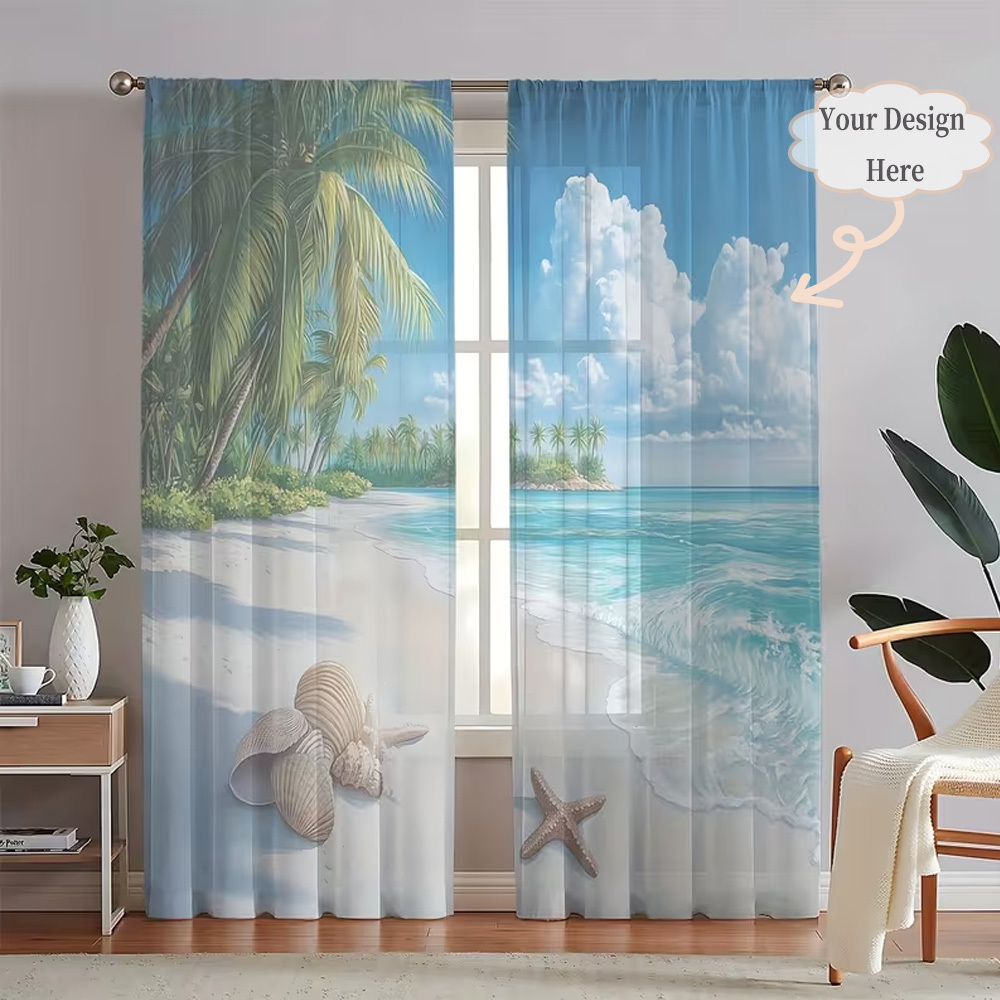 Home Decor Curtain - Maßgefertigte 2D Flache 2-teilige Transparente Vorhänge,