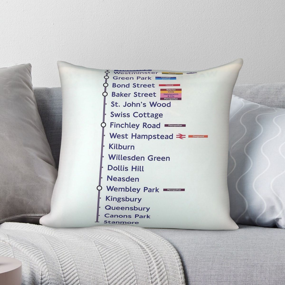 Home Decor London - London Jubilee Line Westbound Quadratischer Kissenbezug