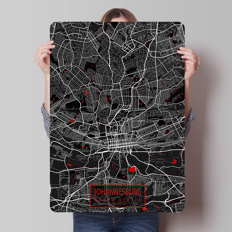 Home Decor Johannesburg - Johannesburg Stadtplan Südafrika Orientalisches Poster Maßgefertigte
