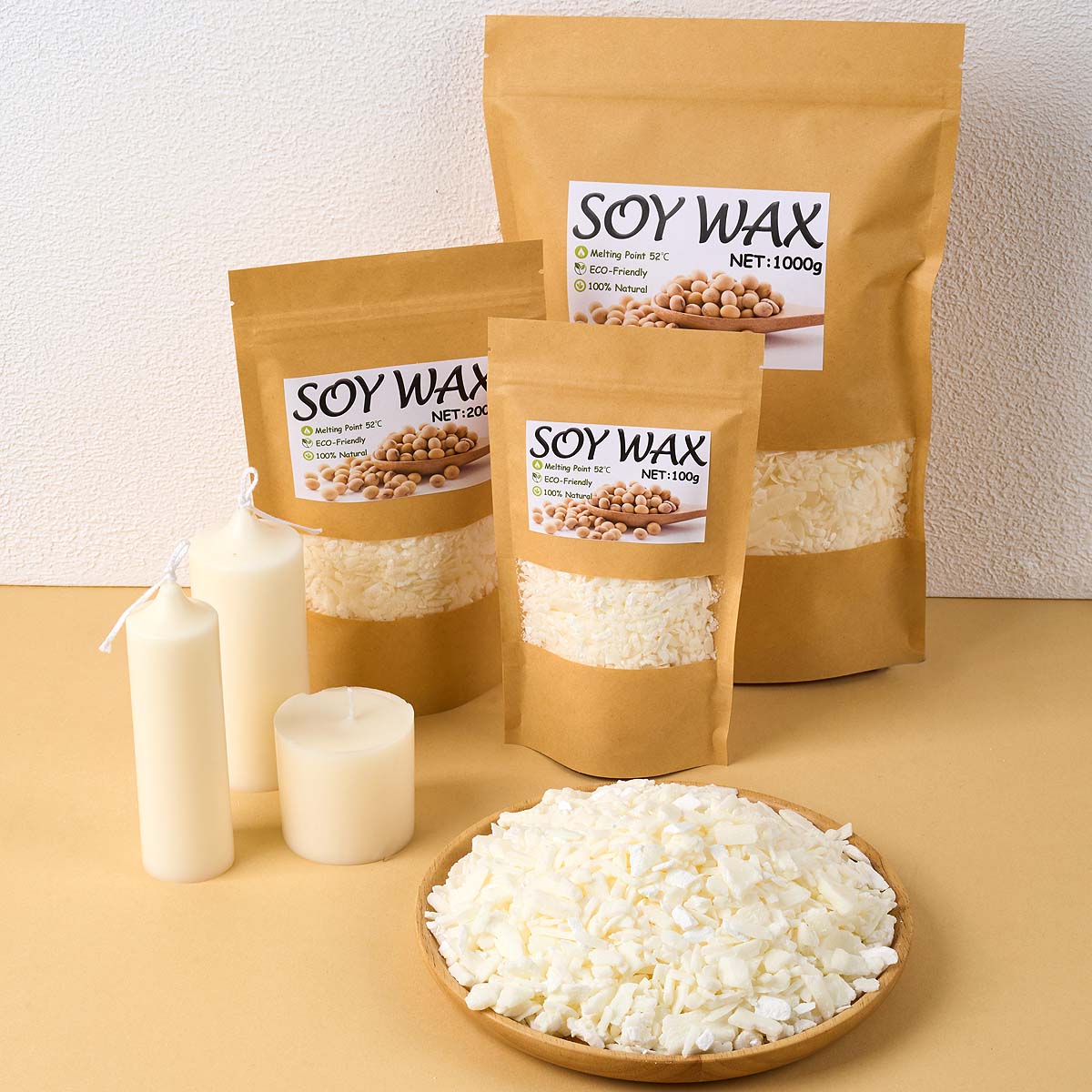 Scented Candle Set - 1 Pfund reinweißes Sojawachs für handgemachte