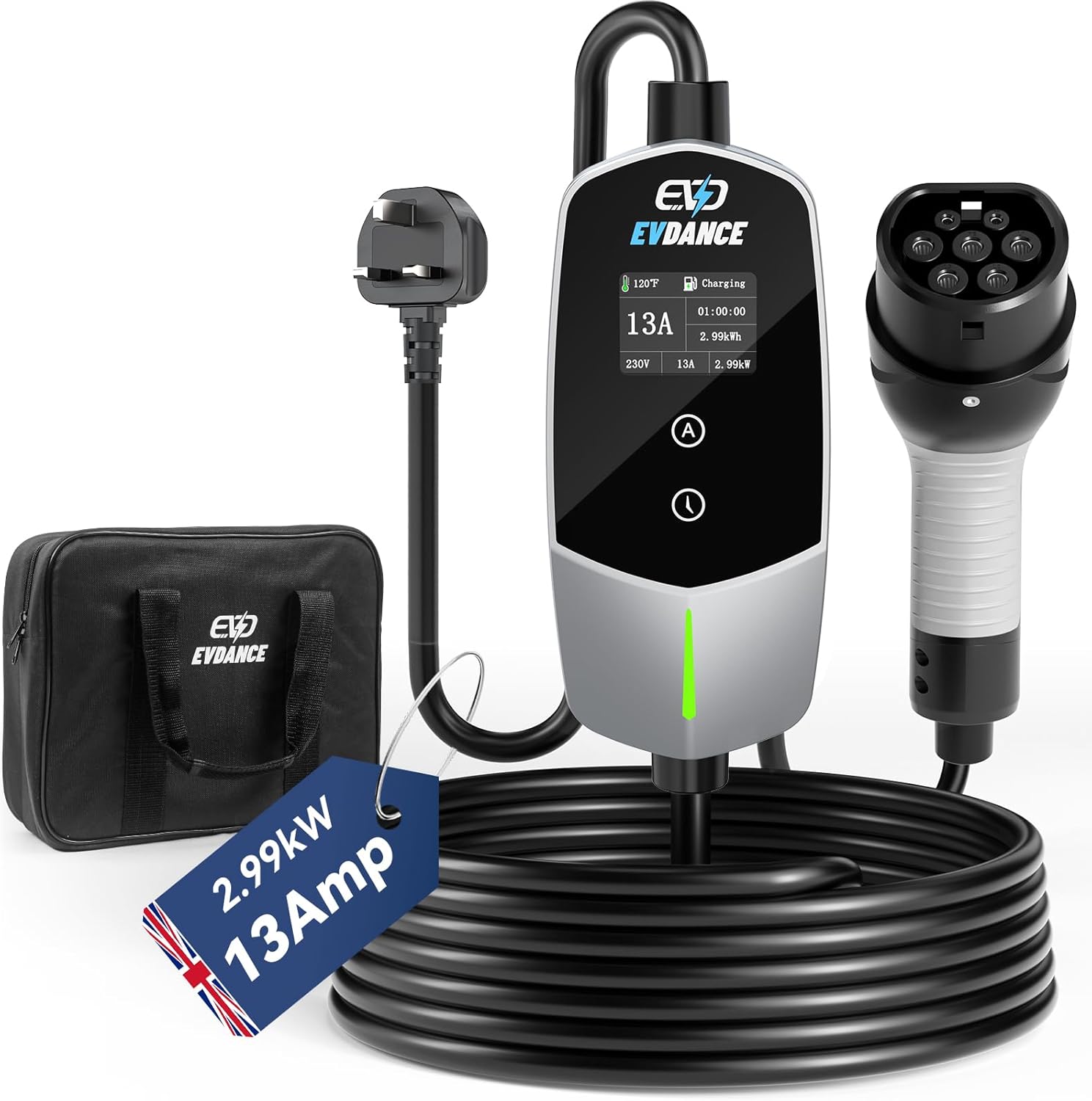 Home Decor Uk - EVDANCE Tragbares EV-Ladegerät Typ 2 UK-Stecker