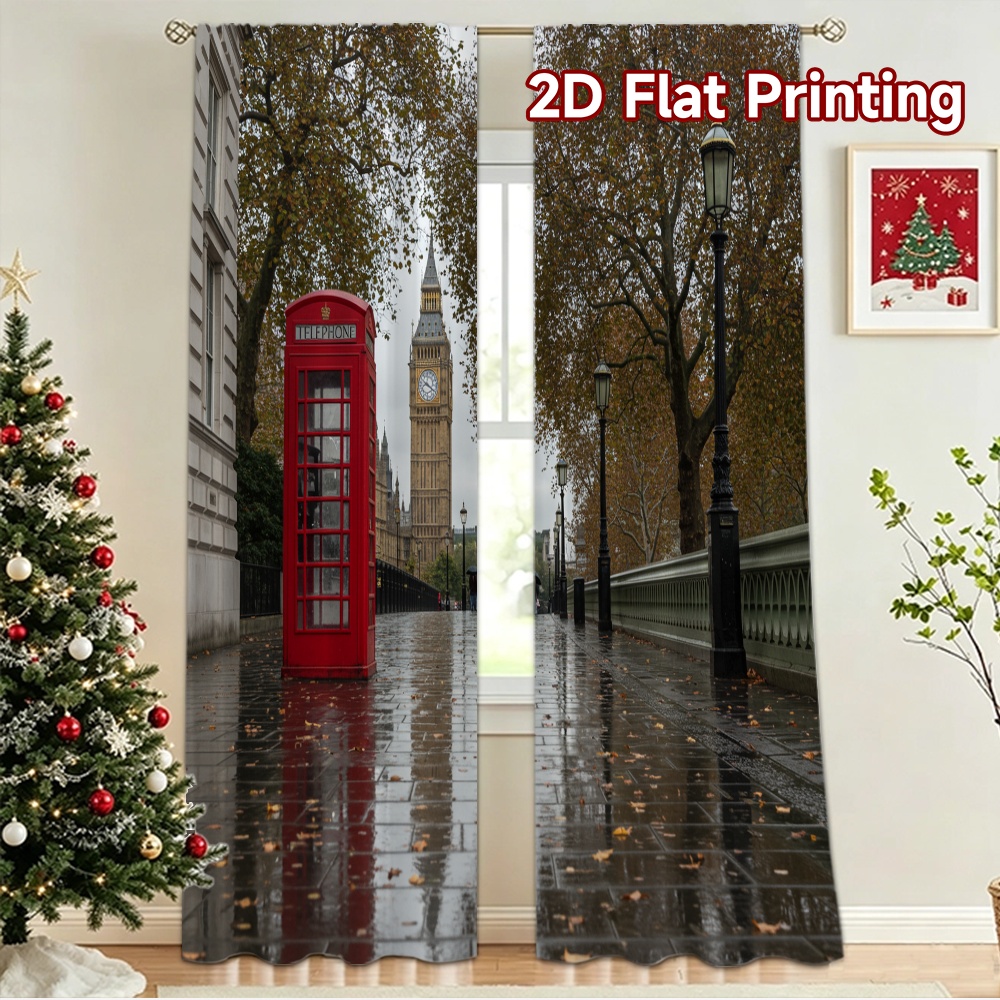 Home Decor London - 2D flache 2-teilige Vorhänge für Zuhause,