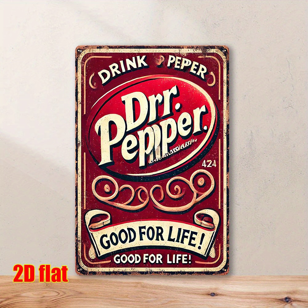 Home Decor Quotes - Vintage Metall-Wandkunst-Schild „Drink Pepper“ – Retro