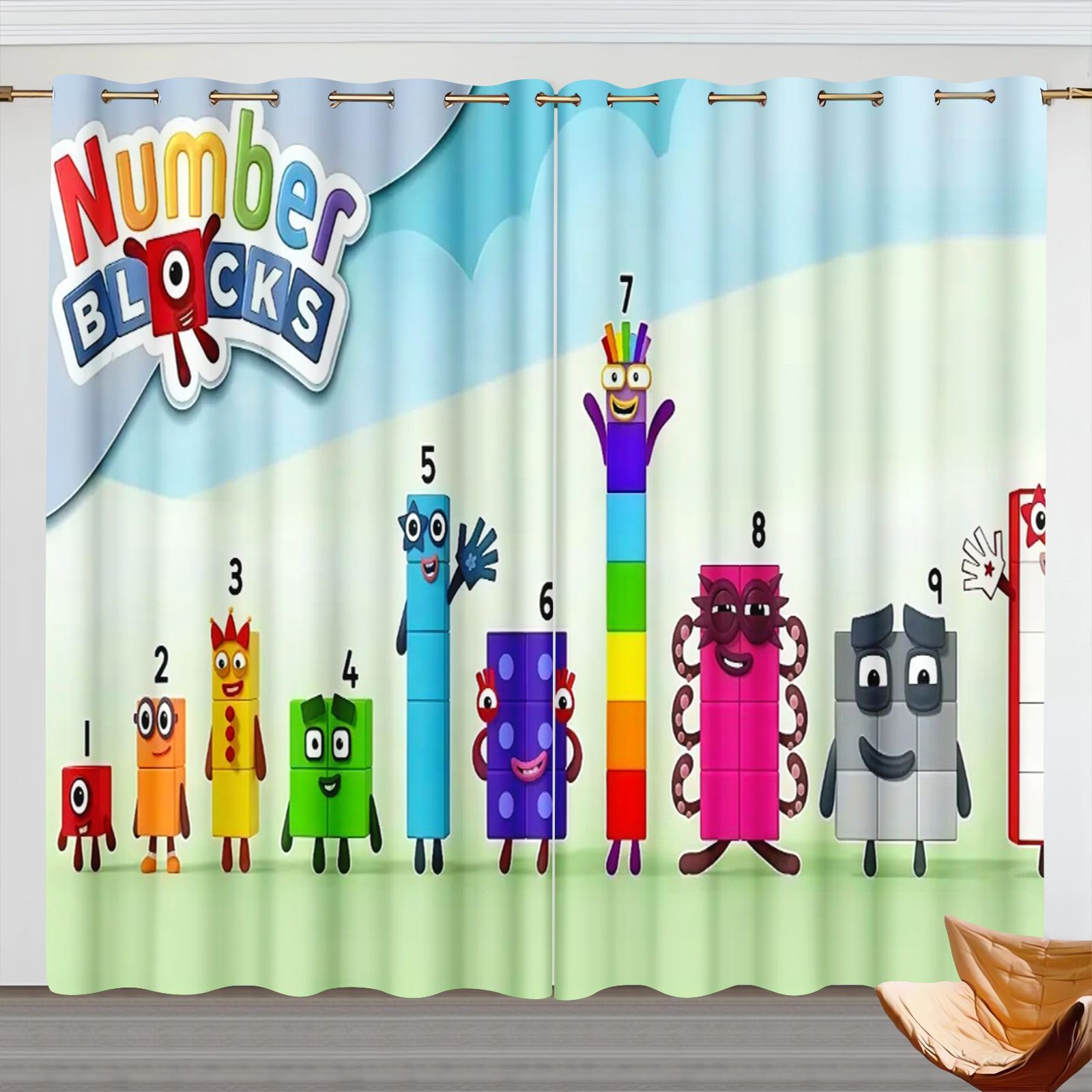 Home Decor Curtain - Numberblocks Cartoon-Vorhänge, Verdunkelungsvorhänge für Kinderzimmer, 3D-Digitaldruck-Fenstervorhänge
