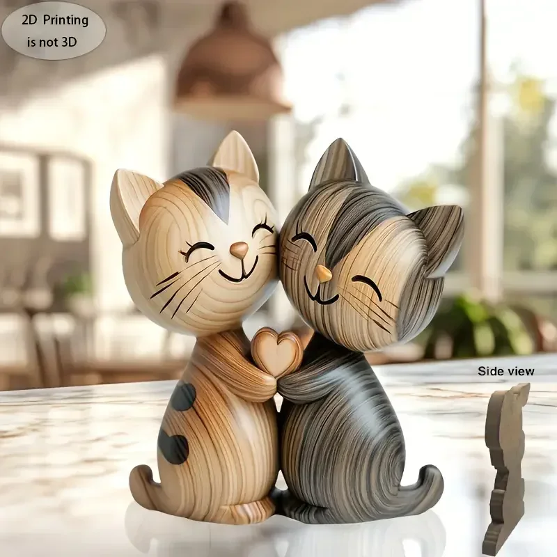 Home Decor Enthusiast - 2D flache Katze Holz Kätzchen Hund