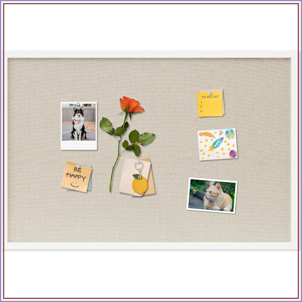 Home Decor Vision Board - Korkwand 30x20 Zoll Leinenweiß Pinnwand Hängende