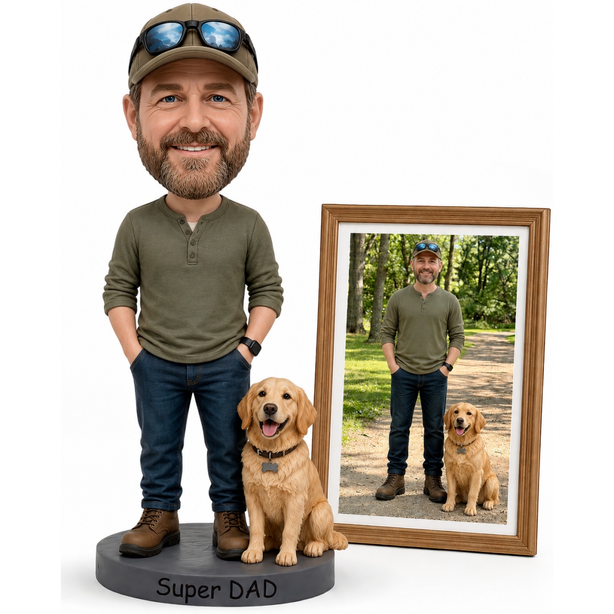 Home Decor From Clay - Personalisierte Wackelkopffigur von Haustier und Besitzer