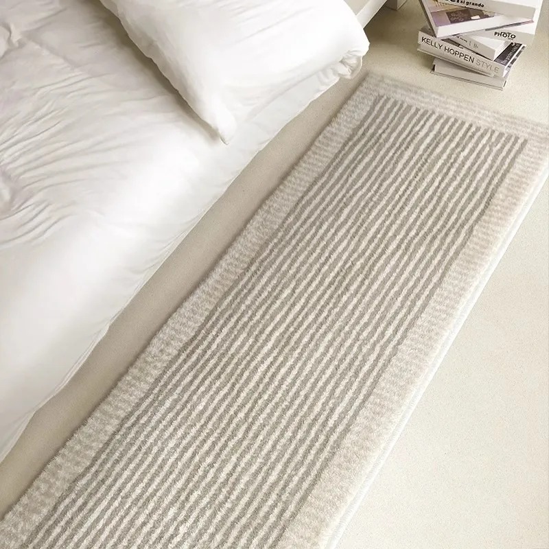 Home Decor Online Free - Schlafzimmerteppich, Nachttisch, lange Bodenmatte, weich, flauschig,