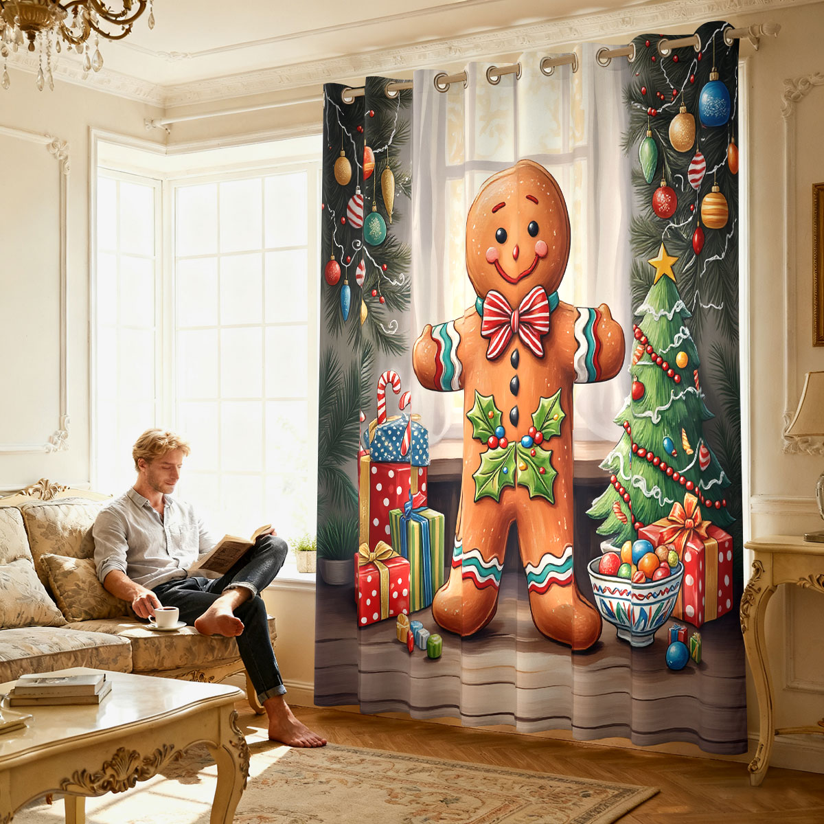 Weihnachts-Dekorationsvorhang  – Home Decor Curtain Bewertung und Preis