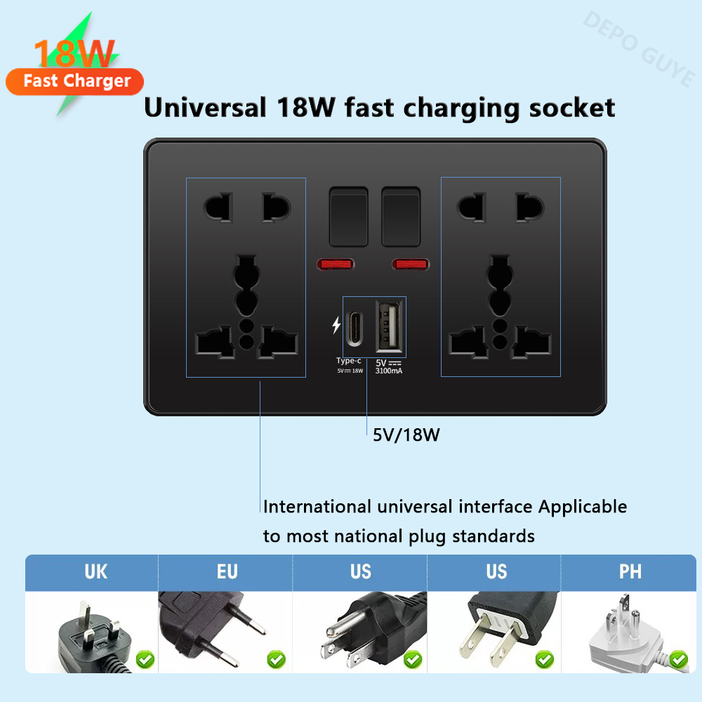 Universal schwarz USB Typ C 18 – Home Decor Uk Bewertung und Preis