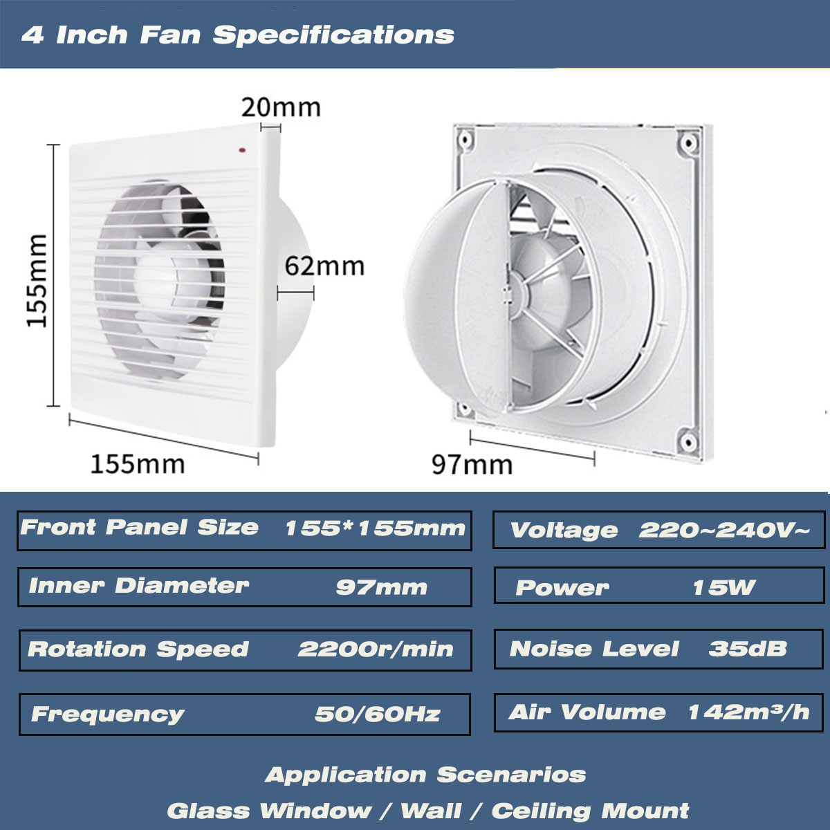 4 Zoll Geräuscharmer Fenster-A – Home Decor Uk Bewertung und Preis