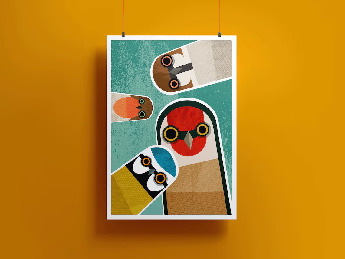 Geometrischer Vogel-Collage-Wa – Home Decor Enthusiast Bewertung und Preis