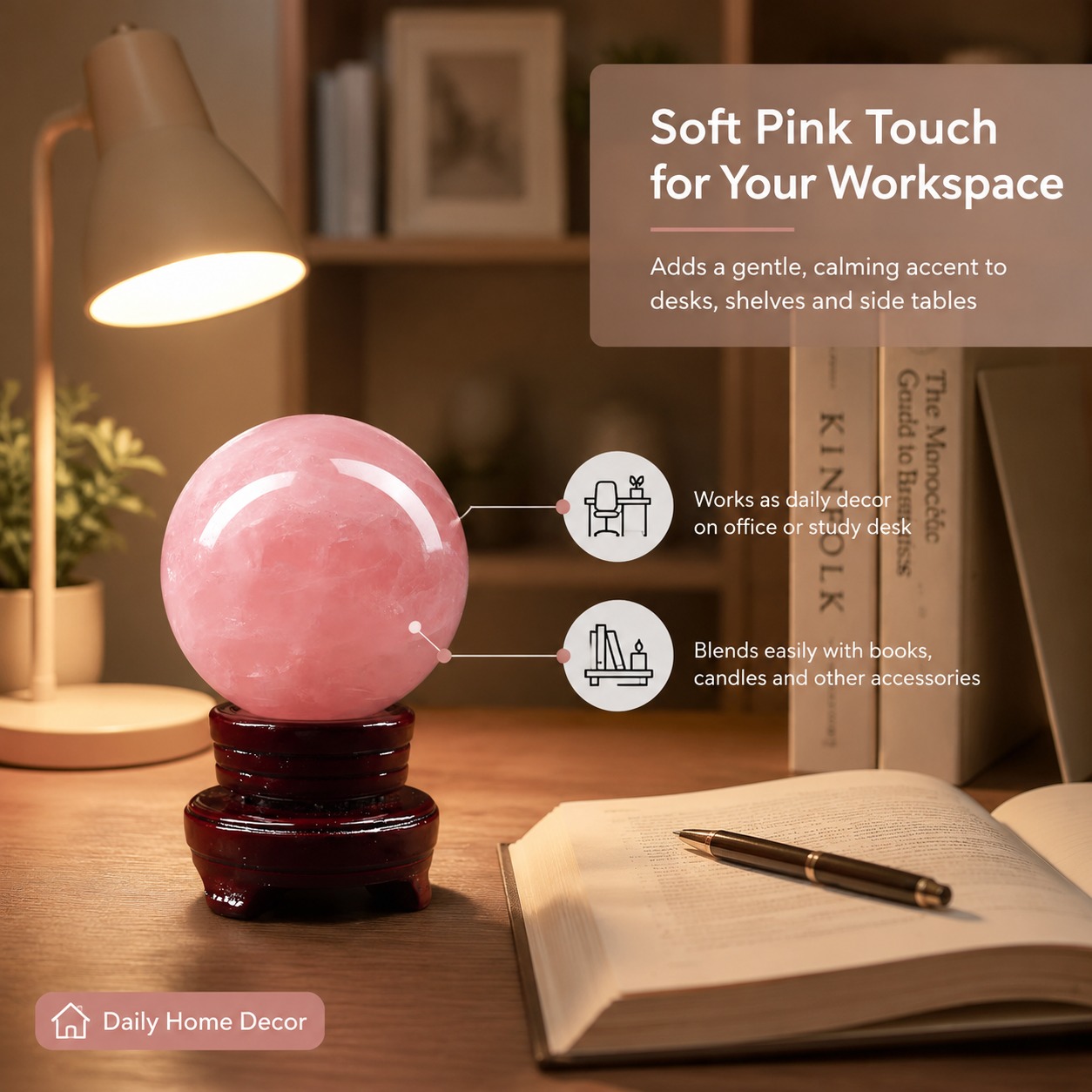 Eine rosa Rosenquarzkugel mit  – Home Decor Enthusiast Bewertung und Preis