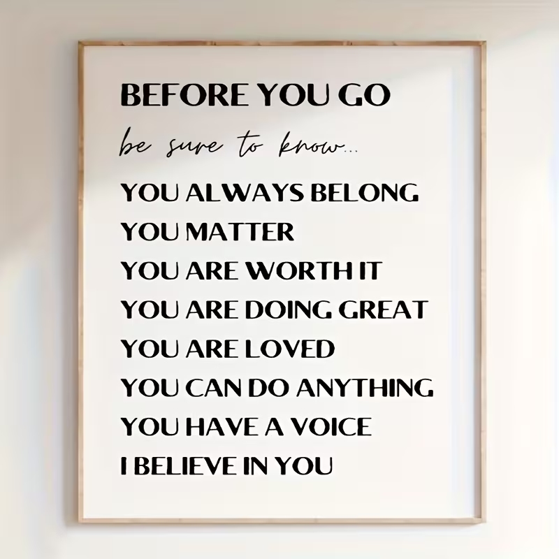 Modernes „Before You Go“ Inspi – Home Decor Quotes Bewertung und Preis